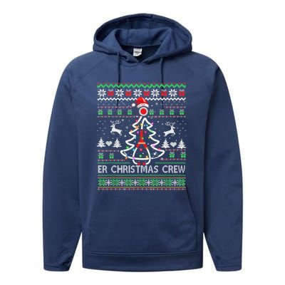 Er Nurse Christmas Crew Emergency Room Icu Nursing Squad Gift Performance Fleece Hoodie