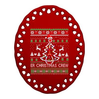 Er Nurse Christmas Crew Emergency Room Icu Nursing Squad Gift Ceramic Oval Ornament