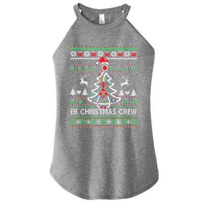 Er Nurse Christmas Crew Emergency Room Icu Nursing Squad Gift Women's Perfect Tri Rocker Tank