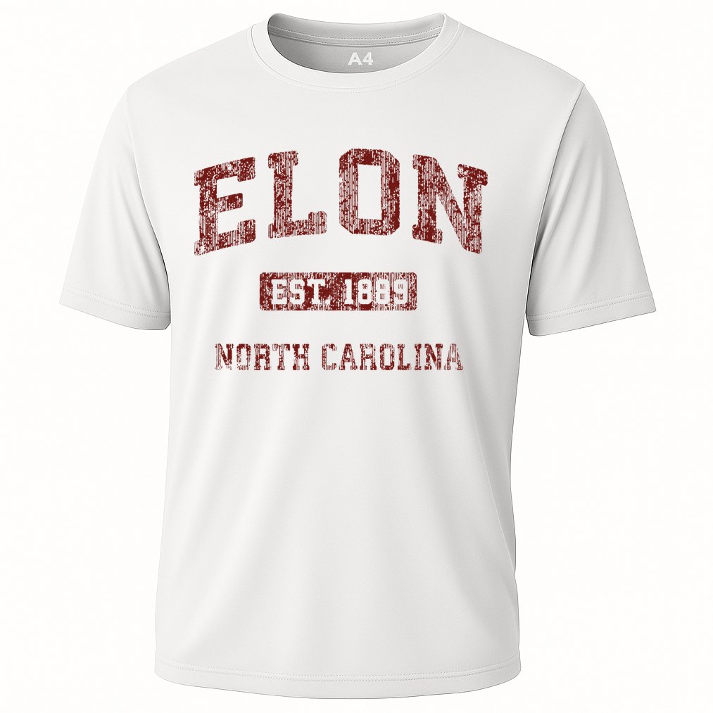 Elon North Carolina Nc Vintage Athletic Sports Cooling Performance Crew T-Shirt