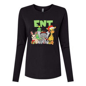 Ent Nurse Christmas Ear Nose Throat Rabbit Elephant Giraffe Womens Cotton Relaxed Long Sleeve T-Shirt