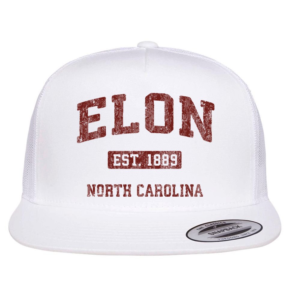 Elon North Carolina Nc Vintage Athletic Sports Design Flat Bill Trucker Hat