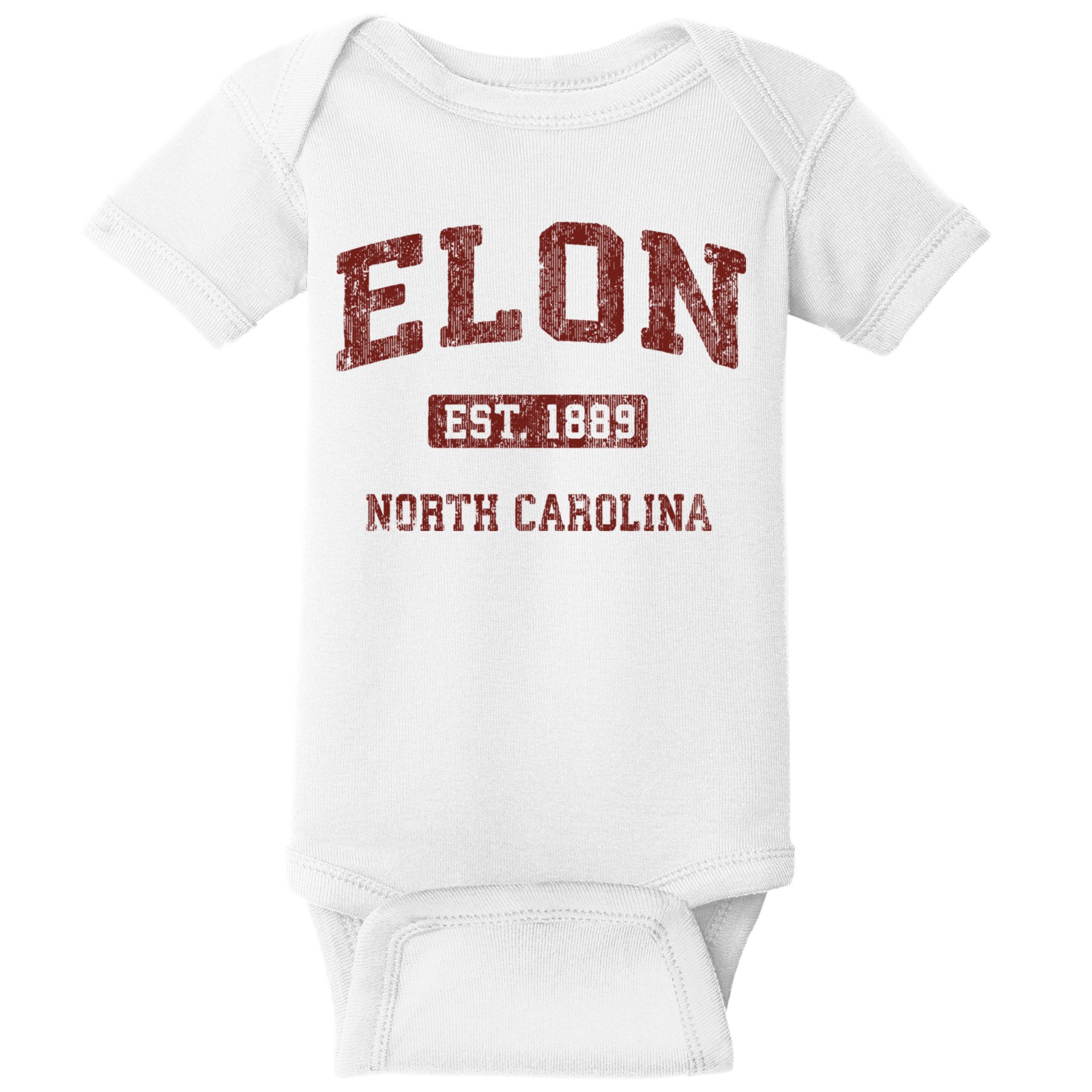 Elon North Carolina Nc Vintage Athletic Sports Design Baby Bodysuit
