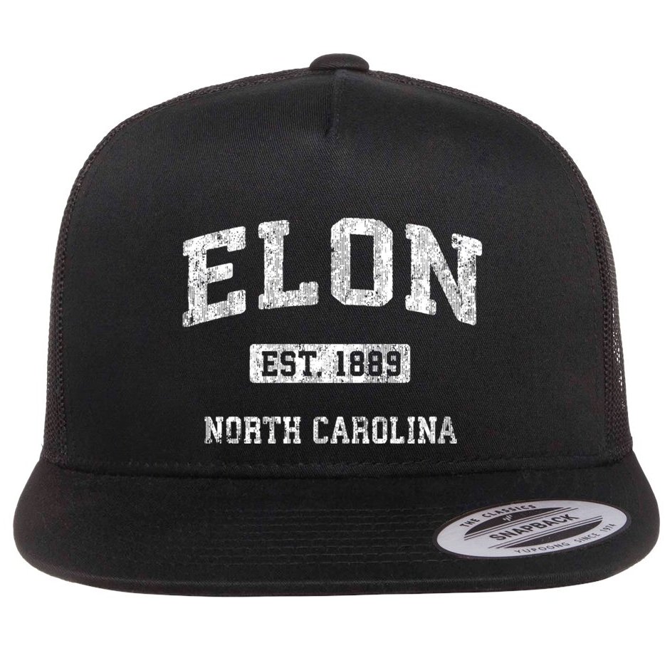 Elon North Carolina Nc Vintage Athletic Sports Design Flat Bill Trucker Hat