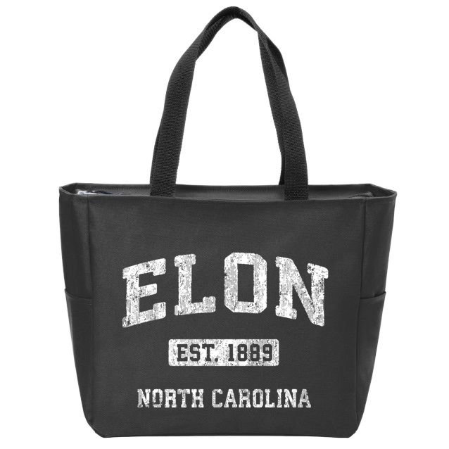 Elon North Carolina Nc Vintage Athletic Sports Design Zip Tote Bag