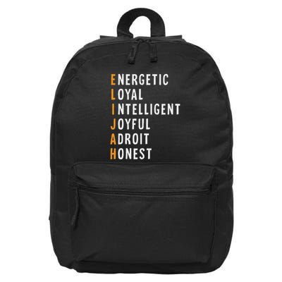 Elijah Name Definition Meaning Funny Birthday 16 in Basic Backpack