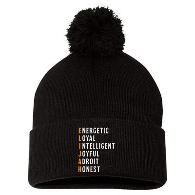 Elijah Name Definition Meaning Funny Birthday Pom Pom 12in Knit Beanie