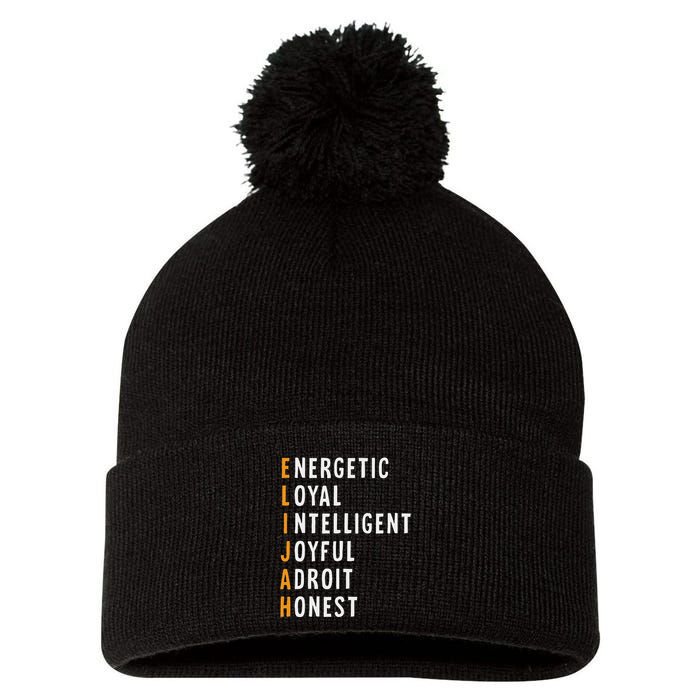 Elijah Name Definition Meaning Funny Birthday Pom Pom 12in Knit Beanie