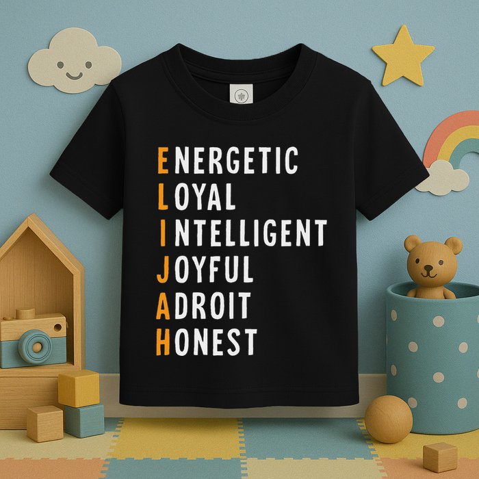 Elijah Name Definition Meaning Funny Birthday Toddler T-Shirt