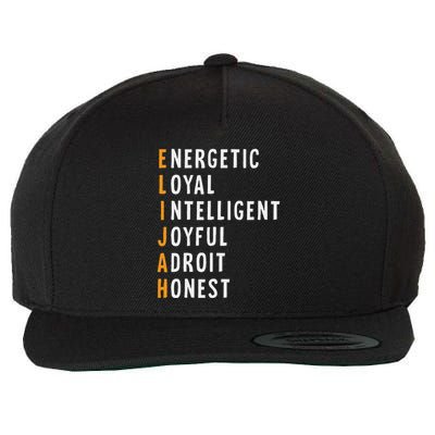 Elijah Name Definition Meaning Funny Birthday Wool Snapback Cap