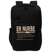 ER Nurse Definition Funny Emergency Nurse Humor Trauma Nurse Impact Tech Backpack