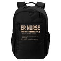 ER Nurse Definition Funny Emergency Nurse Humor Trauma Nurse Daily Commute Backpack