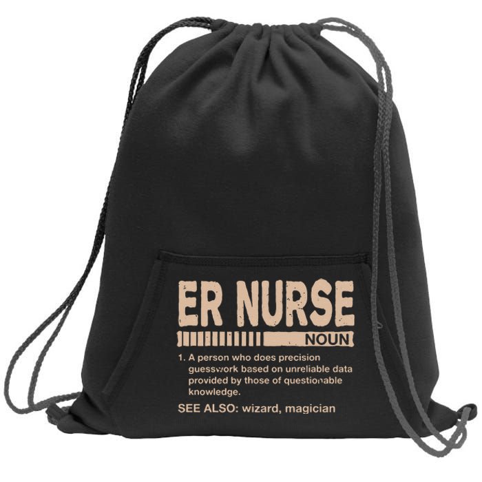 ER Nurse Definition Funny Emergency Nurse Humor Trauma Nurse Sweatshirt Cinch Pack Bag