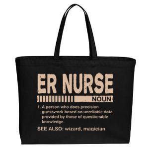 ER Nurse Definition Funny Emergency Nurse Humor Trauma Nurse Cotton Canvas Jumbo Tote