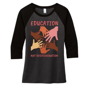 Education Not Discrimination Women's Tri-Blend 3/4-Sleeve Raglan Shirt