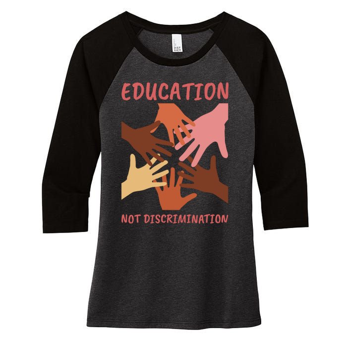 Education Not Discrimination Women's Tri-Blend 3/4-Sleeve Raglan Shirt