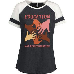 Education Not Discrimination Enza Ladies Jersey Colorblock Tee