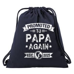 Expecting New Dad Promoted To Papa Again Est. 2025 Drawstring Bag