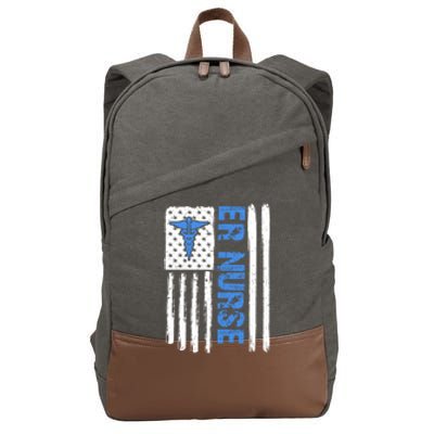 Er Nurse Emergency Room Nurse Us Flag Vintage Meaningful Gift Cotton Canvas Backpack