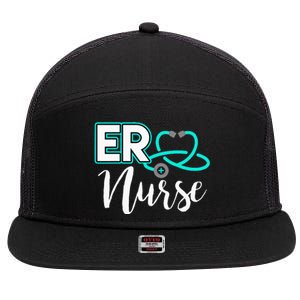 ER Nurse Emergency Room Medical Nursing School Birthday Gift 7 Panel Mesh Trucker Snapback Hat