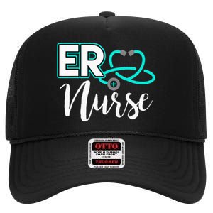 ER Nurse Emergency Room Medical Nursing School Birthday Gift High Crown Mesh Back Trucker Hat