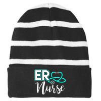 ER Nurse Emergency Room Medical Nursing School Birthday Gift Striped Beanie with Solid Band