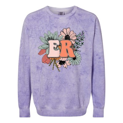 ER Nurse Emergency Room Nurse Floral Style For Nurse Colorblast Crewneck Sweatshirt