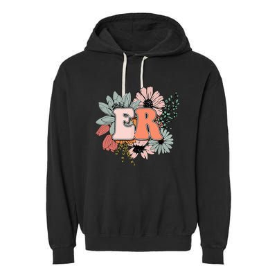 ER Nurse Emergency Room Nurse Floral Style For Nurse Garment-Dyed Fleece Hoodie