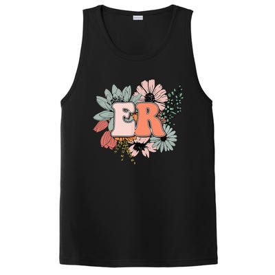 ER Nurse Emergency Room Nurse Floral Style For Nurse PosiCharge Competitor Tank