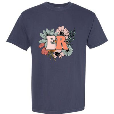 ER Nurse Emergency Room Nurse Floral Style For Nurse Garment-Dyed Heavyweight T-Shirt