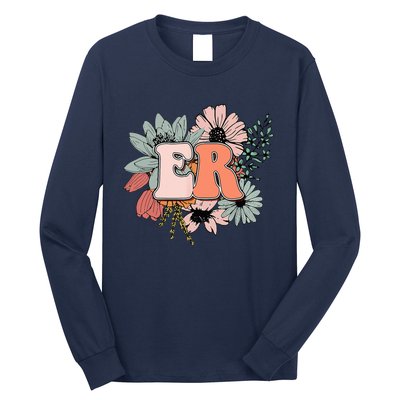 ER Nurse Emergency Room Nurse Floral Style For Nurse Long Sleeve Shirt