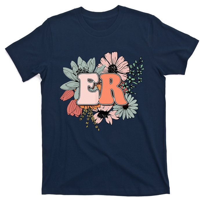 ER Nurse Emergency Room Nurse Floral Style For Nurse T-Shirt