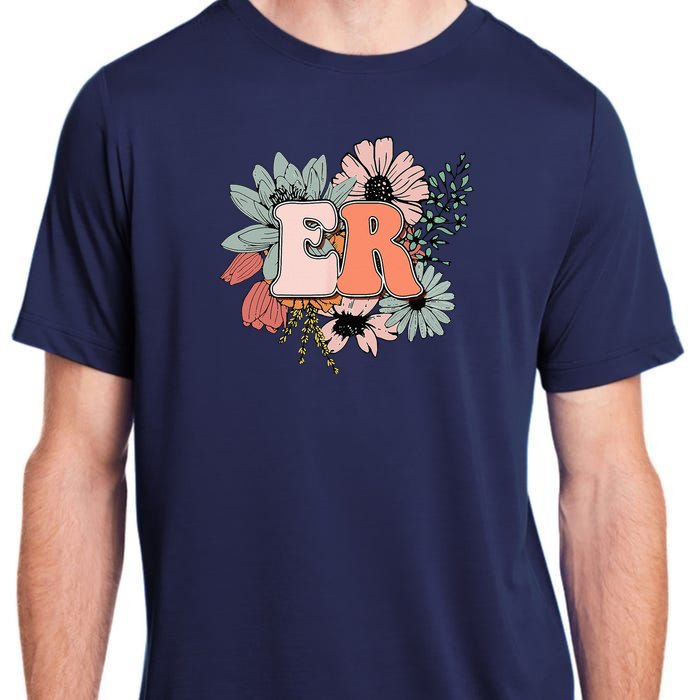 ER Nurse Emergency Room Nurse Floral Style For Nurse Adult ChromaSoft Performance T-Shirt