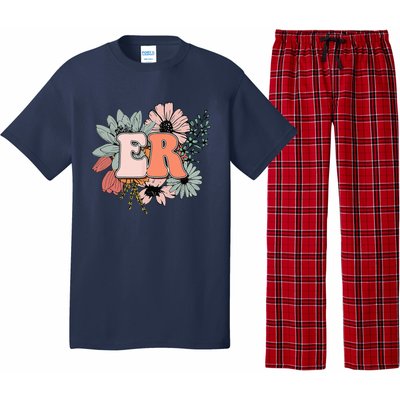 ER Nurse Emergency Room Nurse Floral Style For Nurse Pajama Set