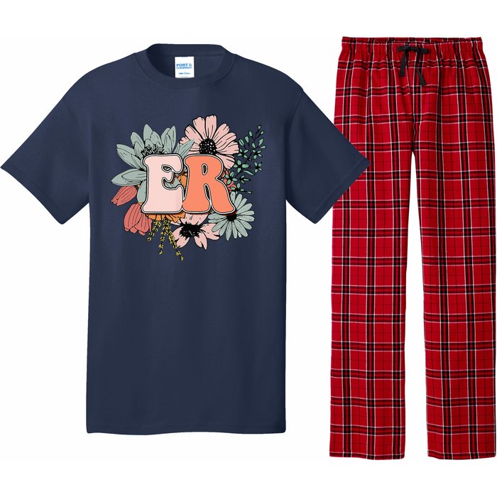 ER Nurse Emergency Room Nurse Floral Style For Nurse Pajama Set