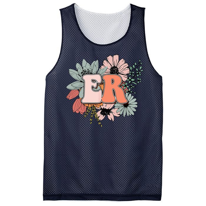 ER Nurse Emergency Room Nurse Floral Style For Nurse Mesh Reversible Basketball Jersey Tank