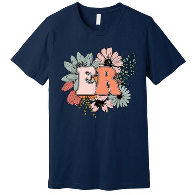 ER Nurse Emergency Room Nurse Floral Style For Nurse Premium T-Shirt