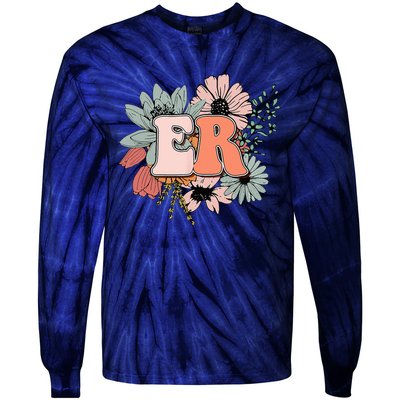 ER Nurse Emergency Room Nurse Floral Style For Nurse Tie-Dye Long Sleeve Shirt