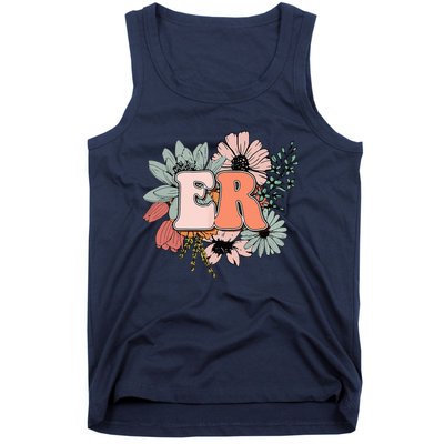 ER Nurse Emergency Room Nurse Floral Style For Nurse Tank Top