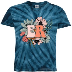 ER Nurse Emergency Room Nurse Floral Style For Nurse Kids Tie-Dye T-Shirt