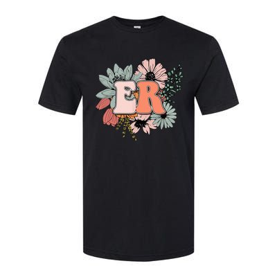 ER Nurse Emergency Room Nurse Floral Style For Nurse Softstyle CVC T-Shirt