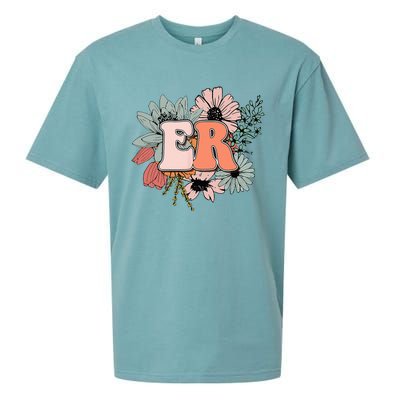 ER Nurse Emergency Room Nurse Floral Style For Nurse Sueded Cloud Jersey T-Shirt