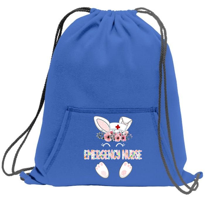 Emergency Nurse Easter Nurse Floral Bunny Gift Sweatshirt Cinch Pack Bag