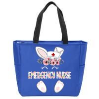 Emergency Nurse Easter Nurse Floral Bunny Gift Zip Tote Bag