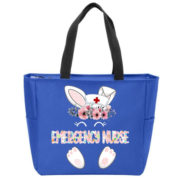 Emergency Nurse Easter Nurse Floral Bunny Gift Zip Tote Bag