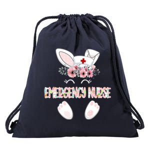 Emergency Nurse Easter Nurse Floral Bunny Gift Drawstring Bag