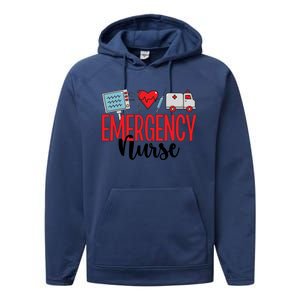 Emergency Nurse Er Nurse Emergency Room Nurse Funny Gift Performance Fleece Hoodie