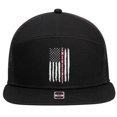 Emergency Nurse Er Nurse Thin Red Line Flag 7 Panel Mesh Trucker Snapback Hat