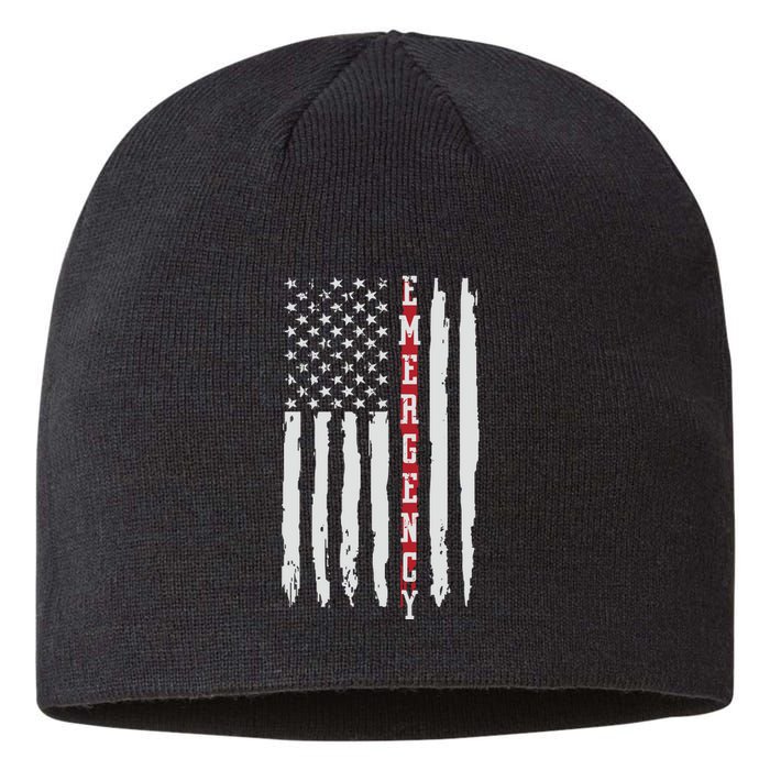 Emergency Nurse Er Nurse Thin Red Line Flag Sustainable Beanie