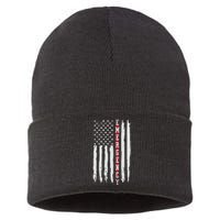 Emergency Nurse Er Nurse Thin Red Line Flag Sustainable Knit Beanie